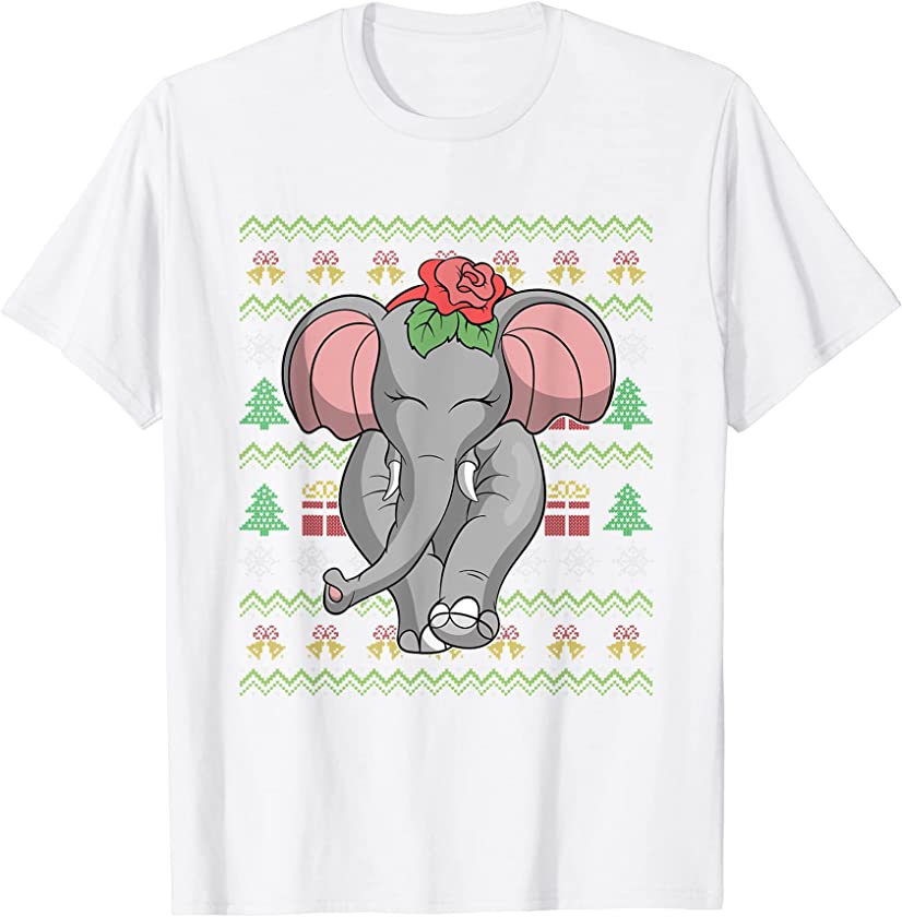 Ugly Christmas Zoo Animal Merry Xmas Africa Safari Elephant T-Shirt