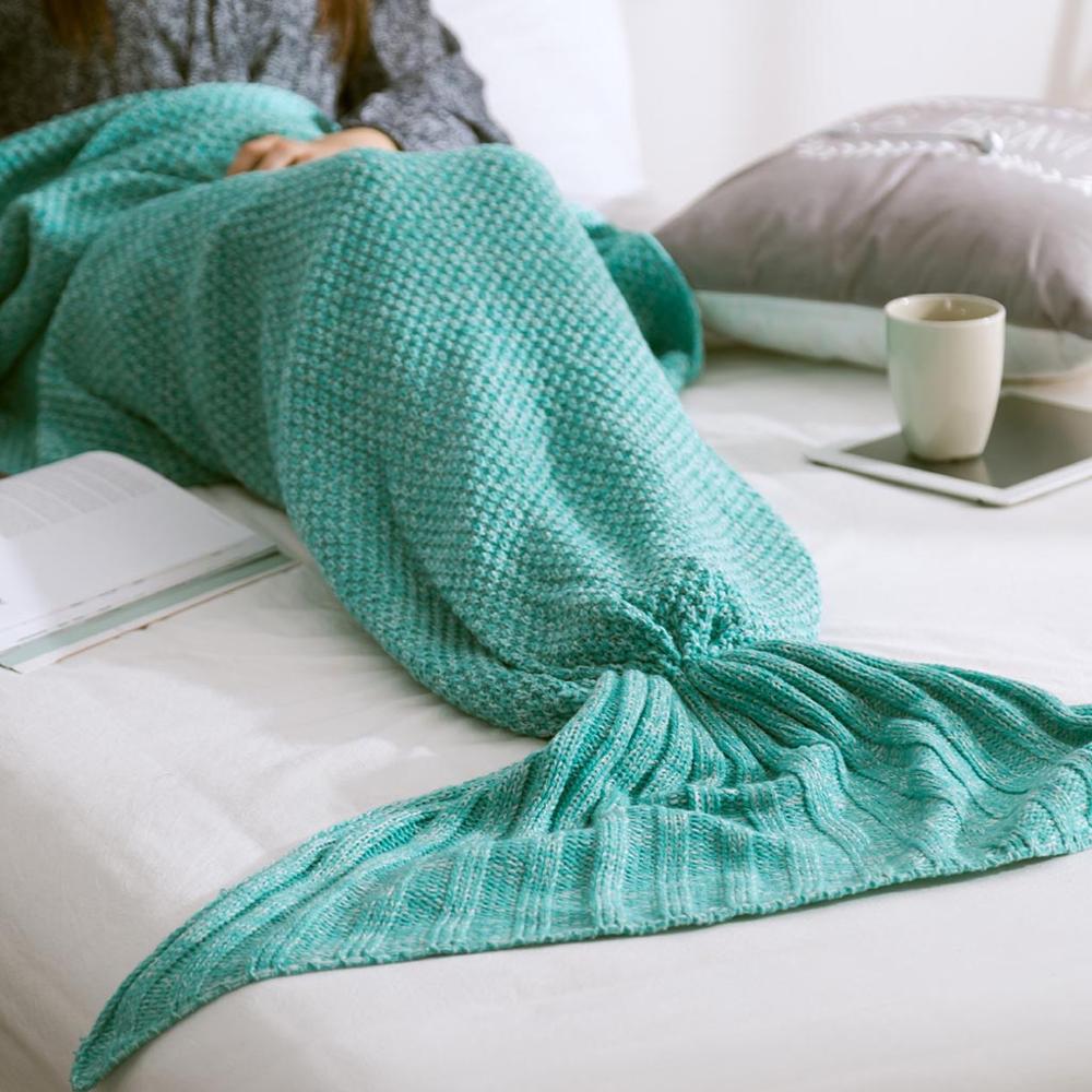 Yarn Knitted Mermaid Tail Blanket Crochet Mermaid Blanket Kids Adults Wrap Super Soft Sleeping Bed Throw Bed 1PCS/Lot alx