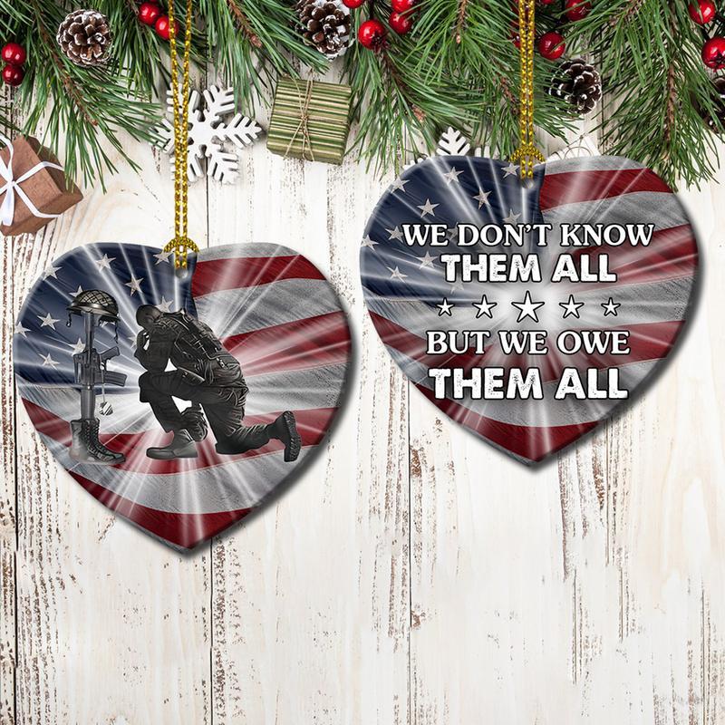 We Owe Them All Two-Sided Heart Ornament, Veterans Ornament