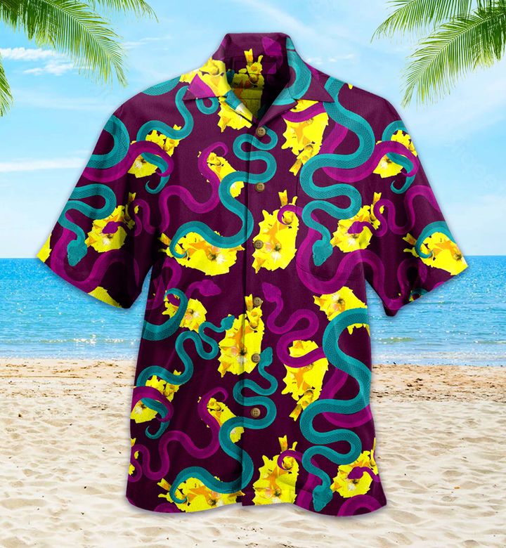 Snake Flower Violet Best Hawaiian Shirt 3D