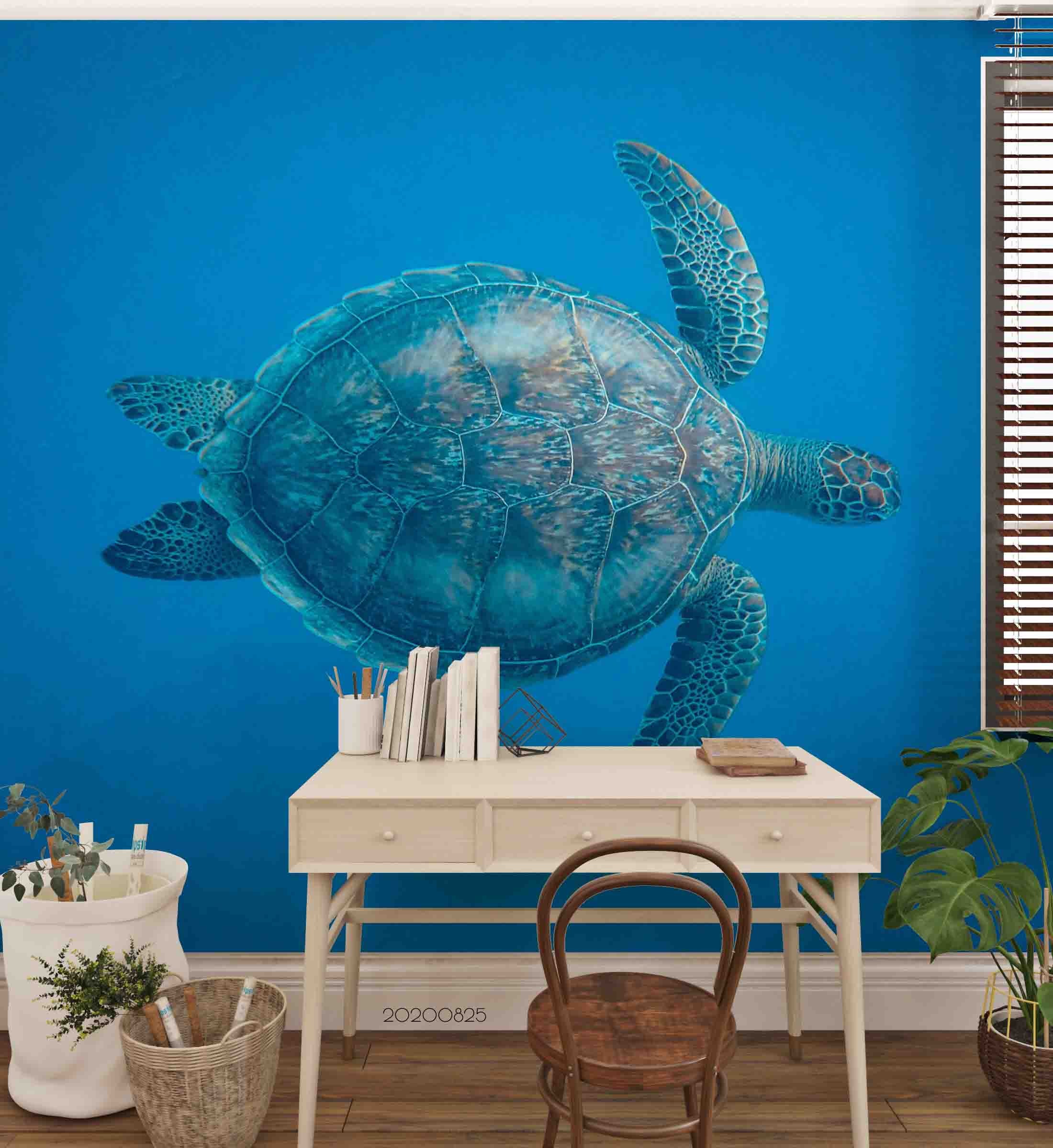 3D Deep Sea Animal Tortoise Wall Mural Wallpaper Lqh 49