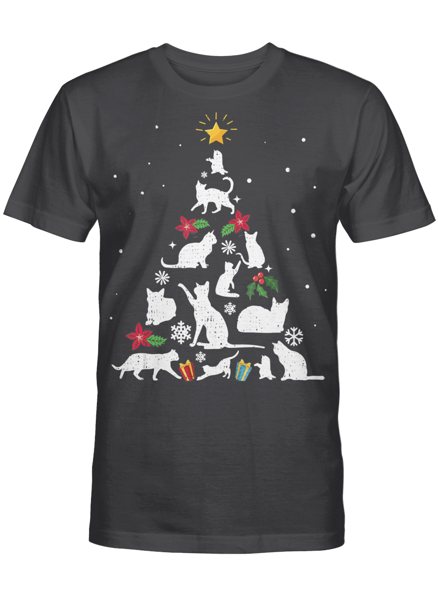 AmazeStyleZ Santa’s Reindeer, Ugly Christmas Sweater, Christmas Gift Ideas, Funny Cat Christmas Tree T-Shirt