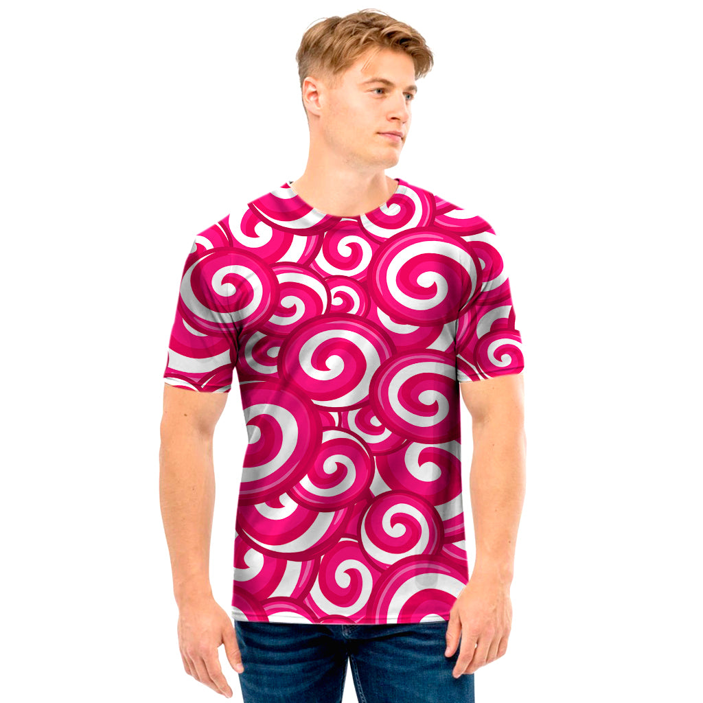 Pink Lollipop Candy Pattern Print Men’S T-Shirt