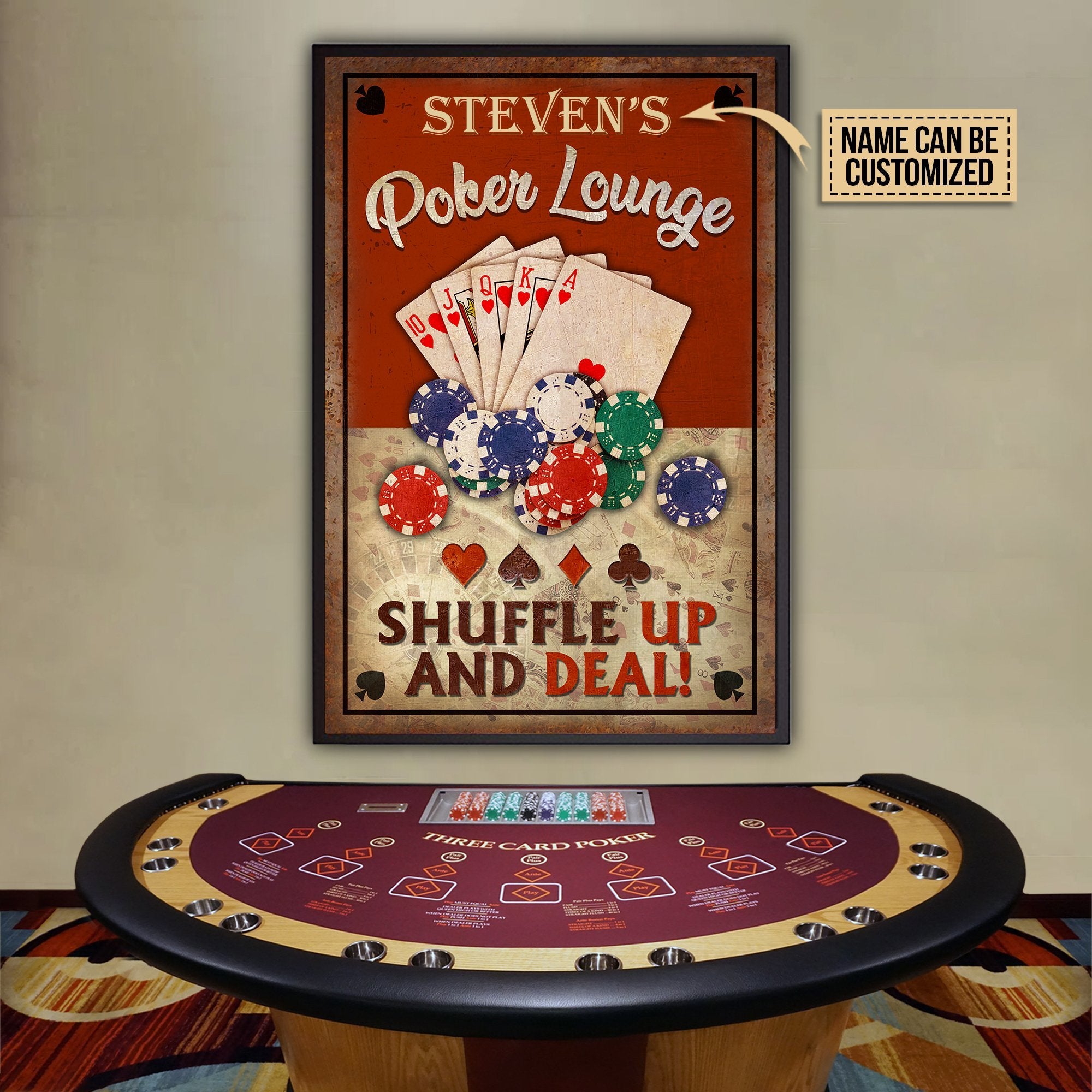 Aeticon Gifts Personalized Poker Lounge Shuffle Up Canvas Mom Dad Gift Home Decor