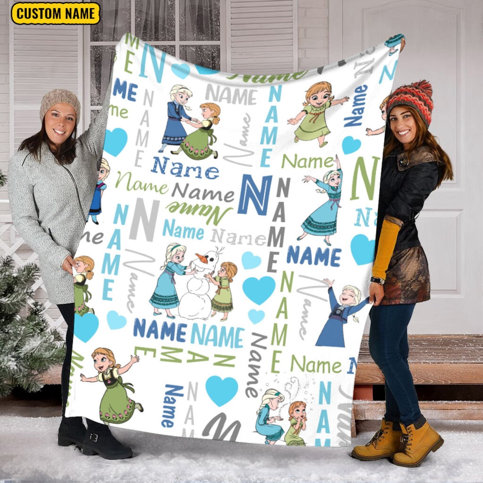 Disney Elsa Fleece Blanket, Personalized Name Princess Blanket,Disney Frozen Elsa Queen Birthday Blanket,Christmas Blanket,Elsa Queen Gifts