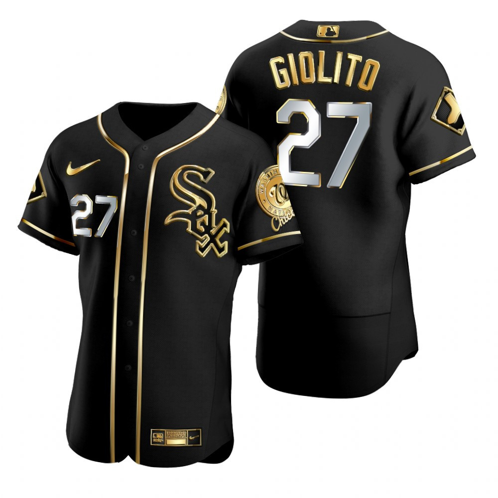 Chicago White Sox #27 Lucas Giolito MLB Golden Brandedition Black Jersey Gift For White Sox Fans