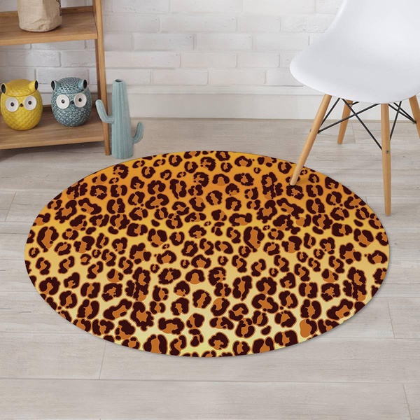 Gold Leopard Round Rug