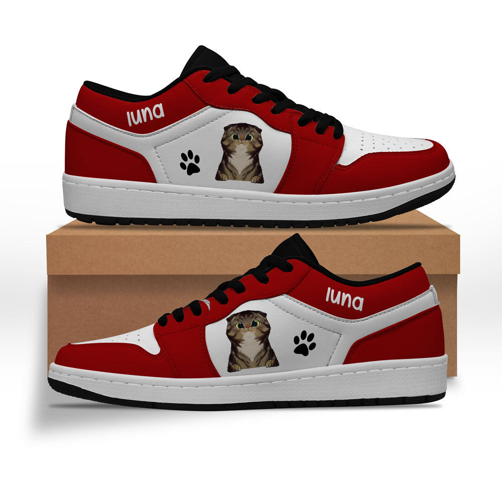 Cat Lover Gift – Personalized Name Red & White Jd Sneakers Vhss0233