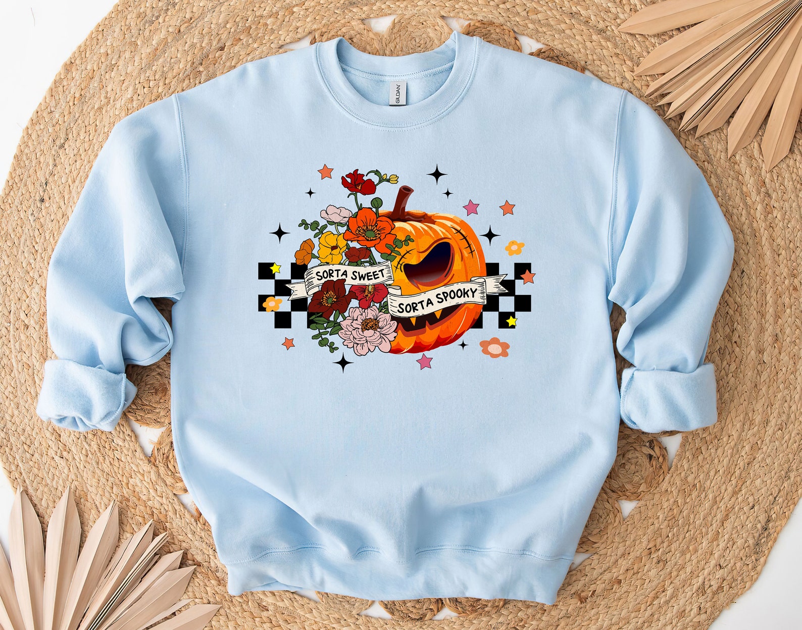 Floral Pumpkin Halloween 2D Crewneck Sweatshirt All Over Print Sweatshirt For Women Sweatshirt For Men