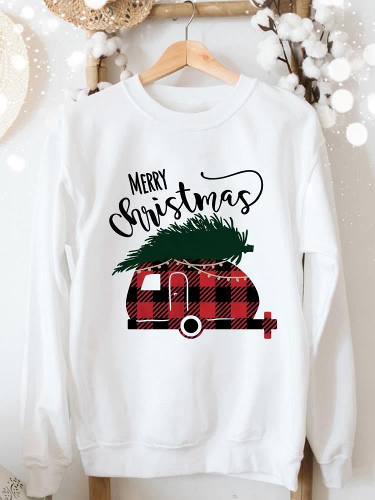 Coffee Love Sweet Cute Women Merry Christmas Fashion Clothes Clothing Festival Graphic Pullover Cartoon Female Sweatshirts alx