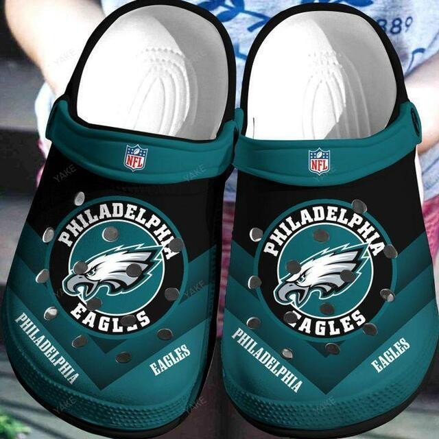 Philadelphia Eagles On Dark Green Crocss Crocband Clog Comfortable Water Shoes For Men Women Kids