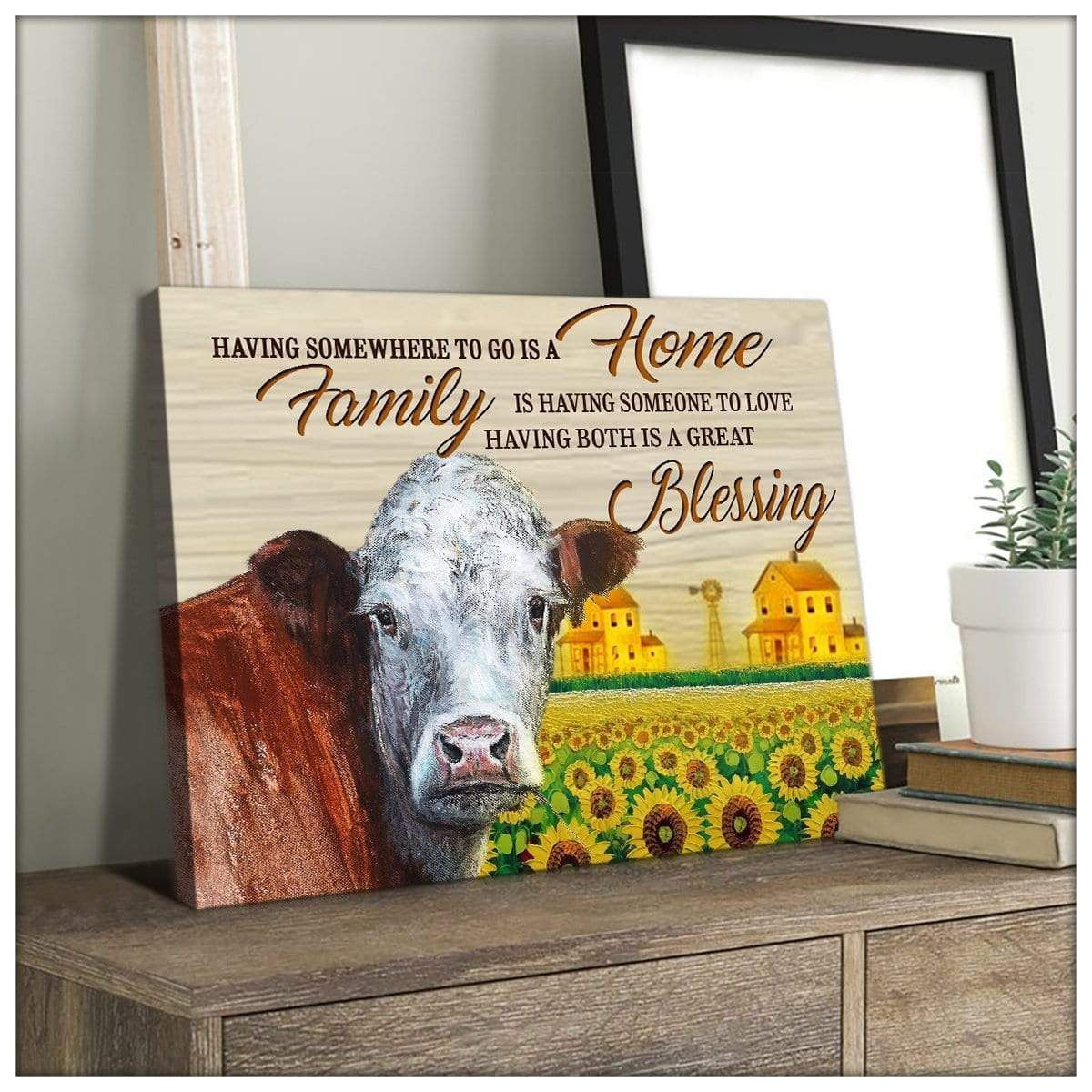 Blessing Cow Wall Art Canvas Gift For Family, Wall Art Decor, Canvas Print, Home Decor