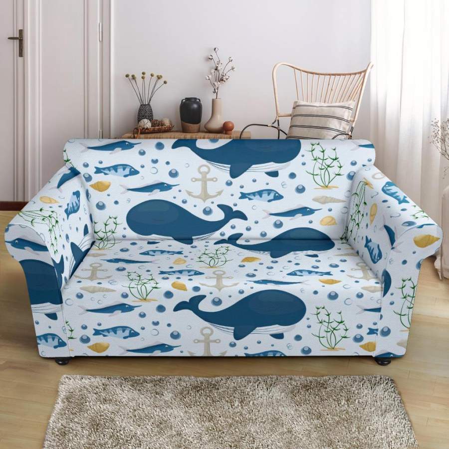 Pattern Print Whale Humpback Loveseat Cover