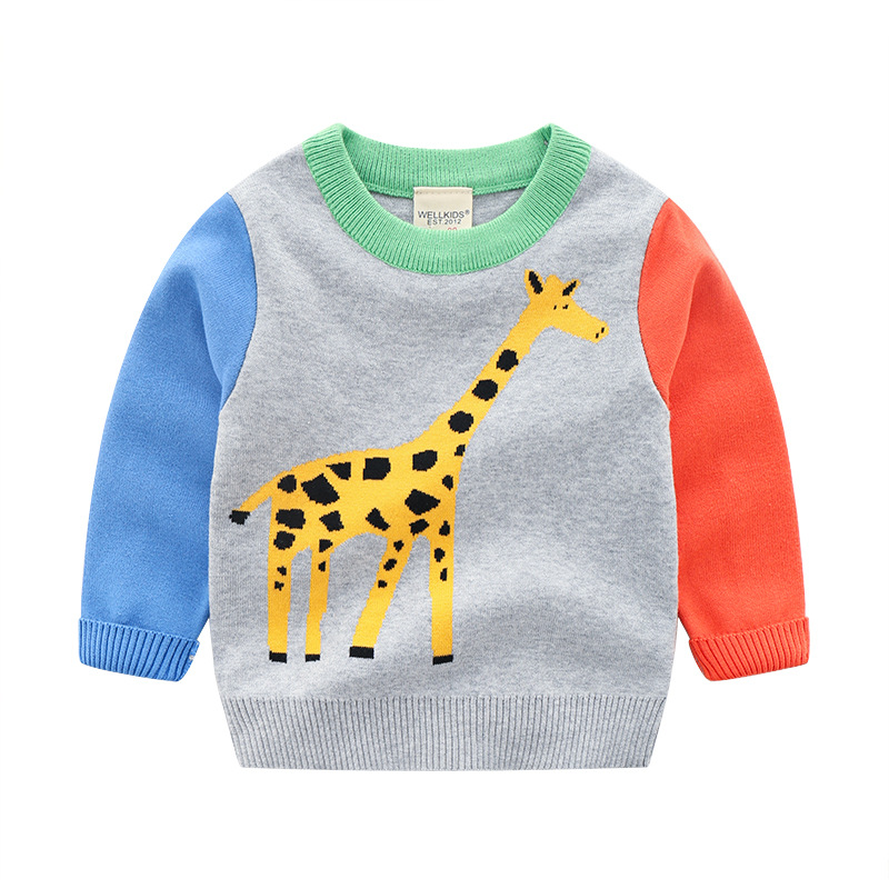 Cute Dinosaur Boys Sweaters Spring Fall Pullover Cotton Knitted Wear Kids Clothes Long Sleeve alx