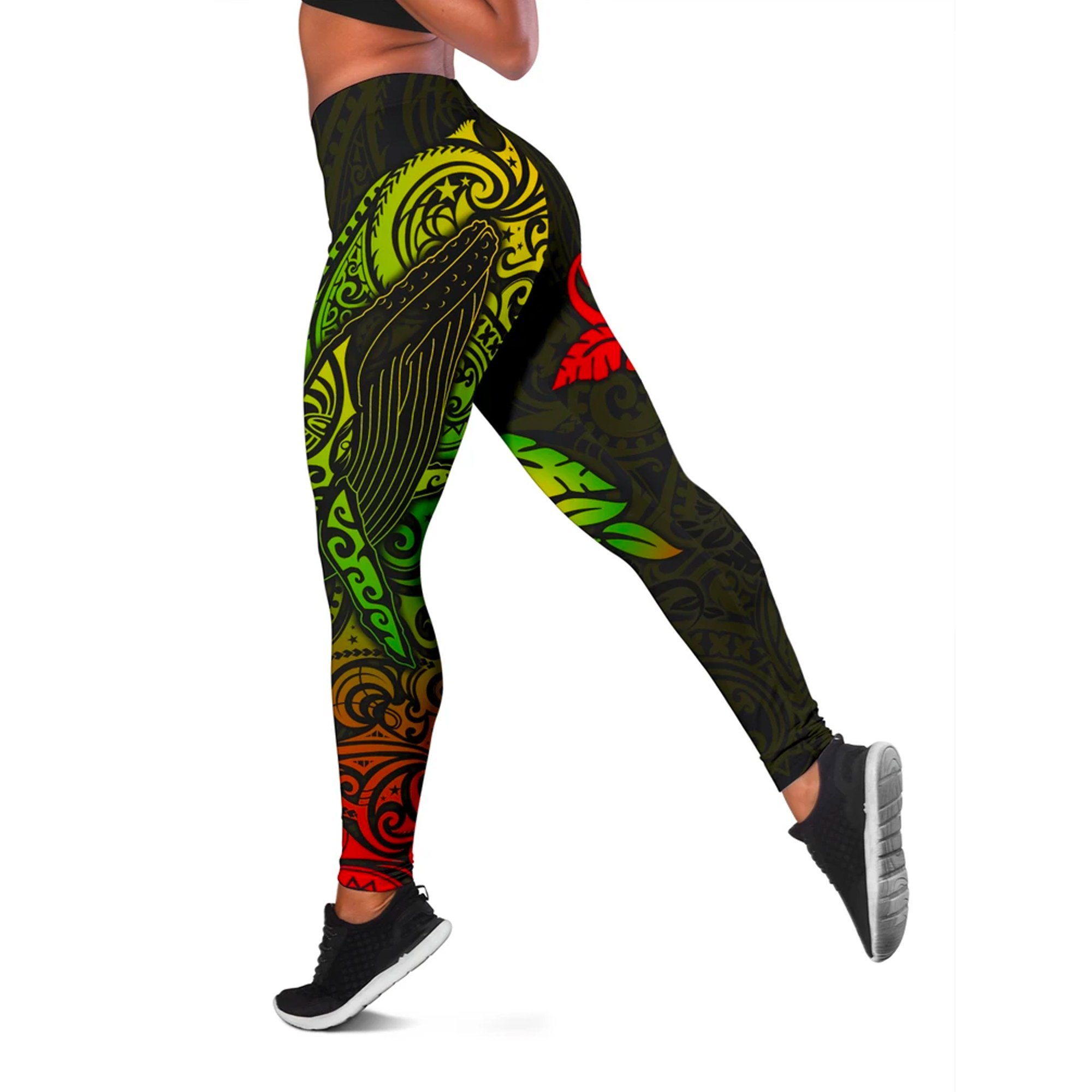 Polynesian Hawaii Leggings – Polynesian Reggae Humpback Whale – BN15