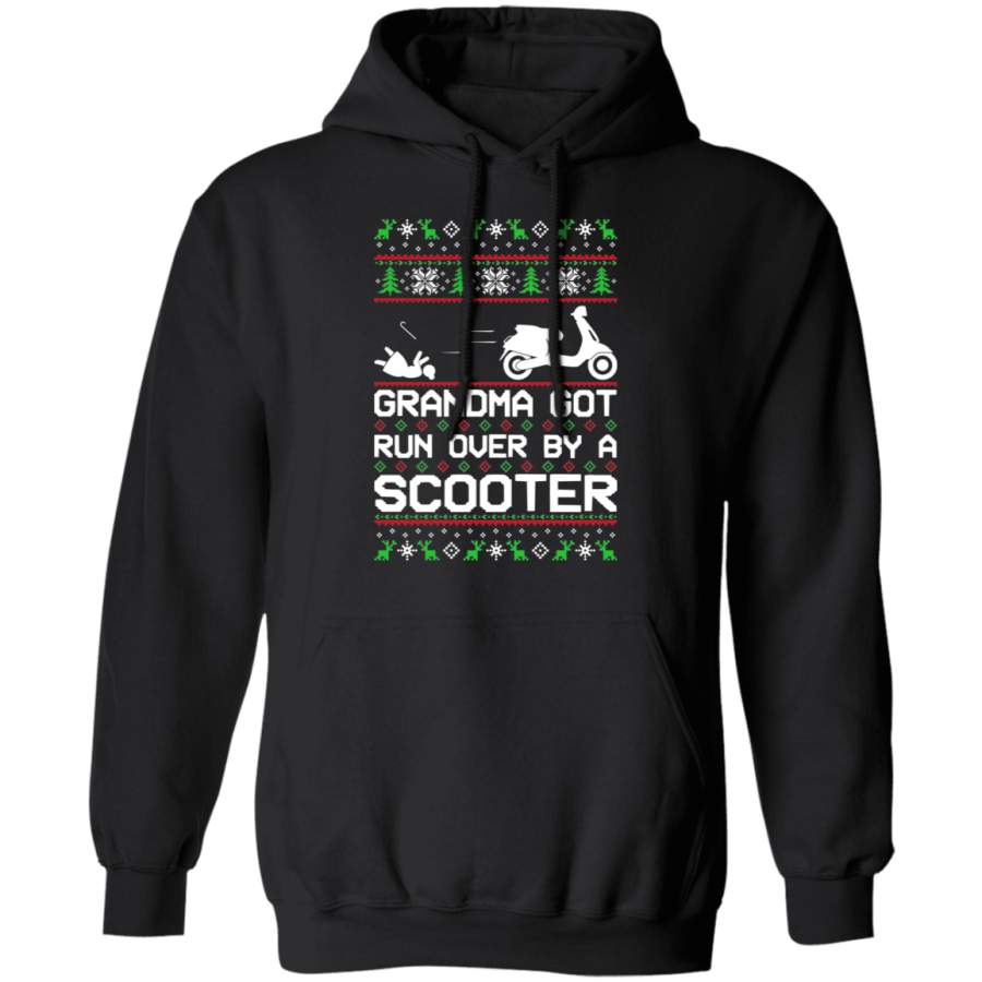 Scooter Moped Vespa Ugly Christmas Grandma Got Run Over Pullover Hoodie