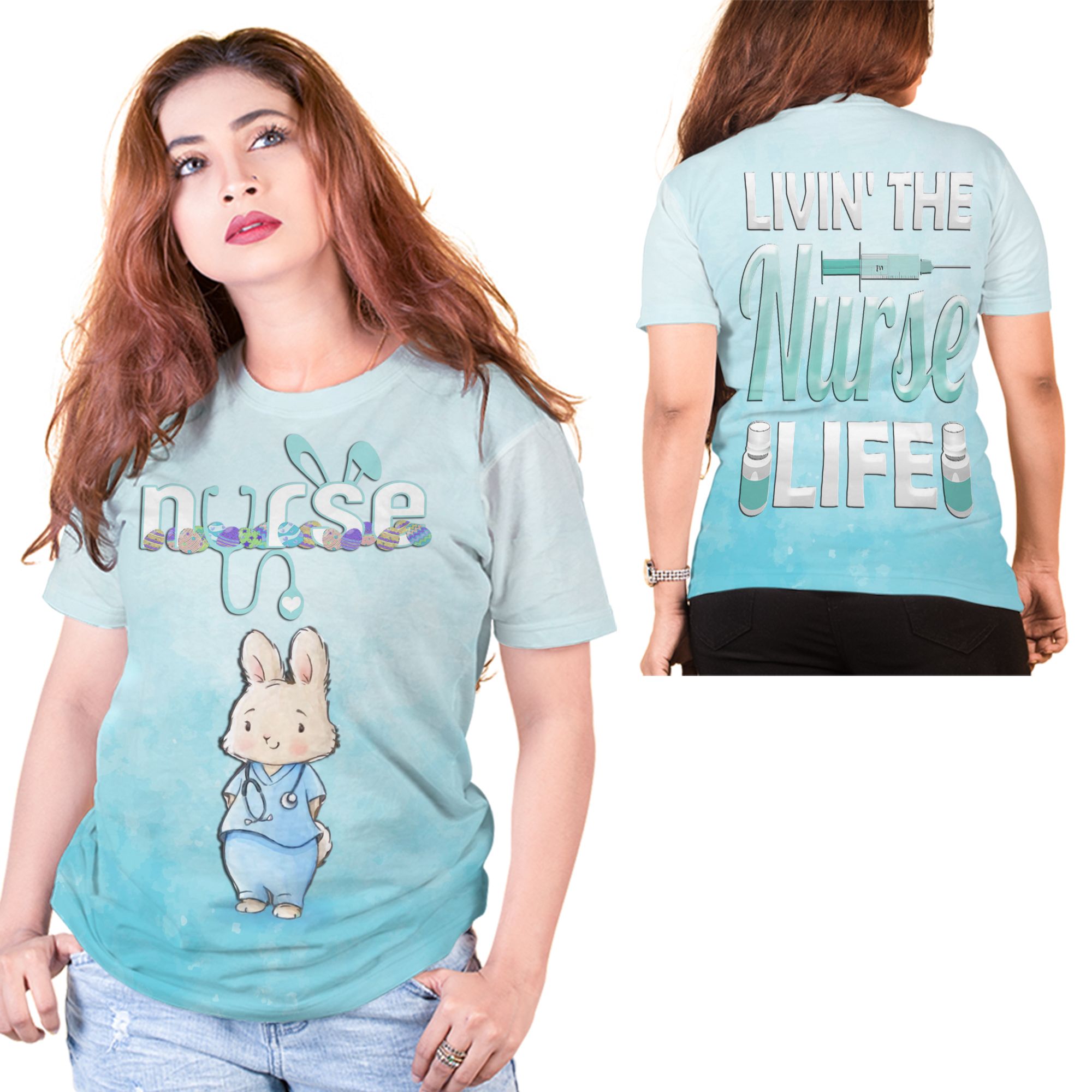 Livin’ The Nurse Life Nursing Rabbit 3D T-Shirt For Nurses On Easter Day