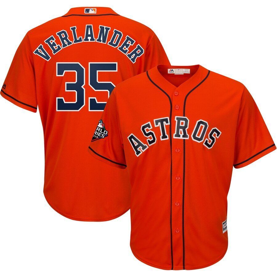 Justin Verlander Houston Astros Majestic 2019 World Series Bound Official Cool Base Player Jersey Orange