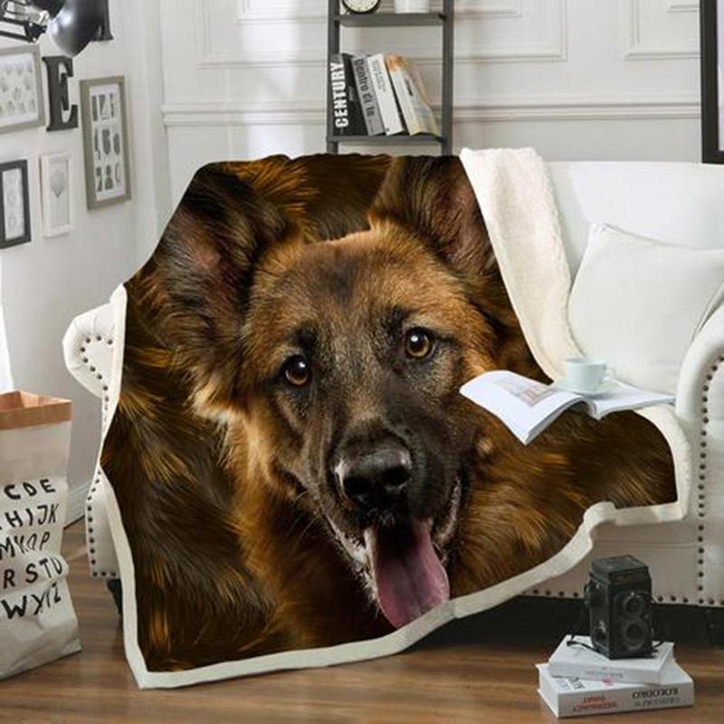 German Shepherd Portrait Fur Dog Blanket Print Design Dog Gifts