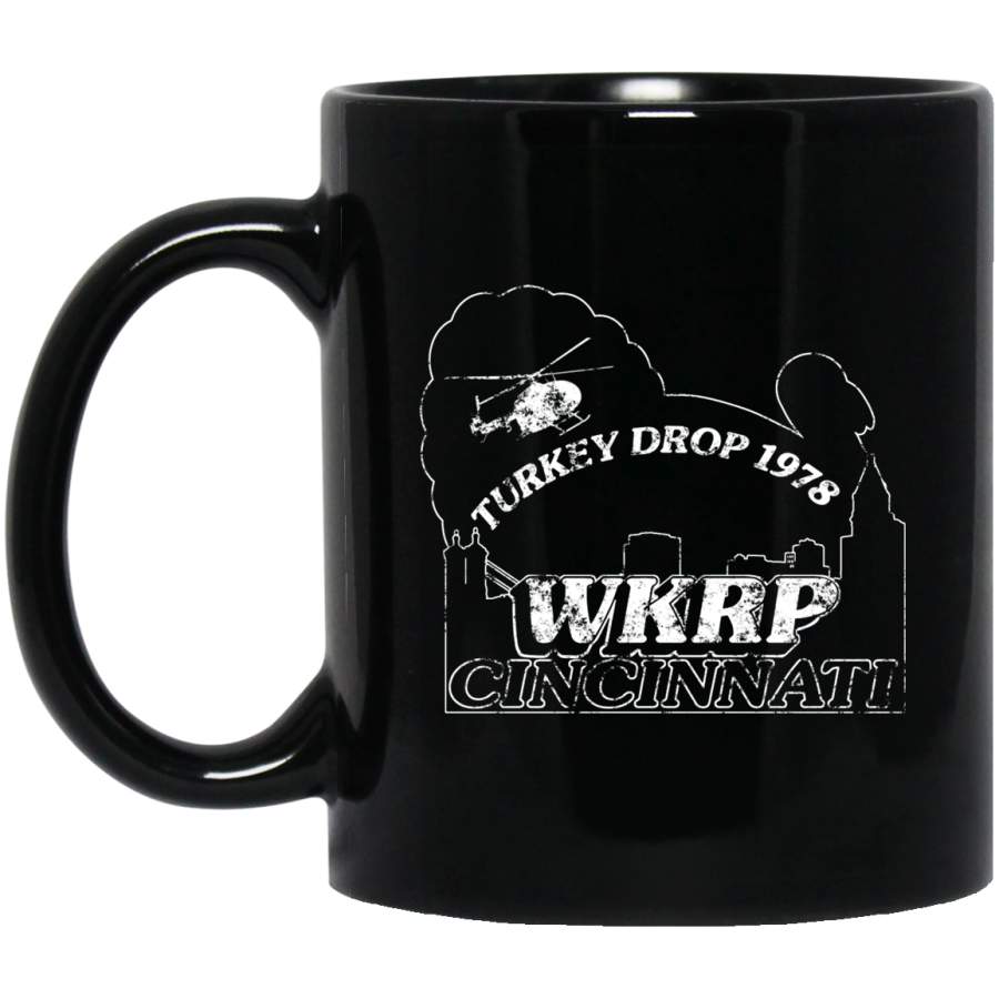 WKRP Turkey Drop Vintage Mug Black Mug