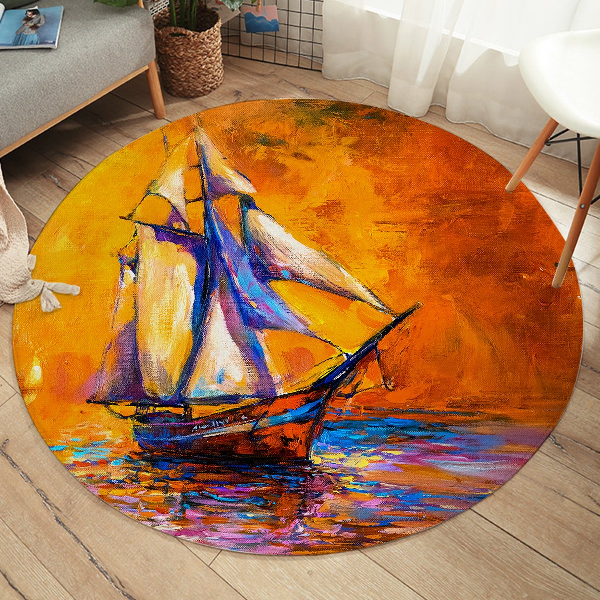 Sailing Ship SW2229 Round Rug