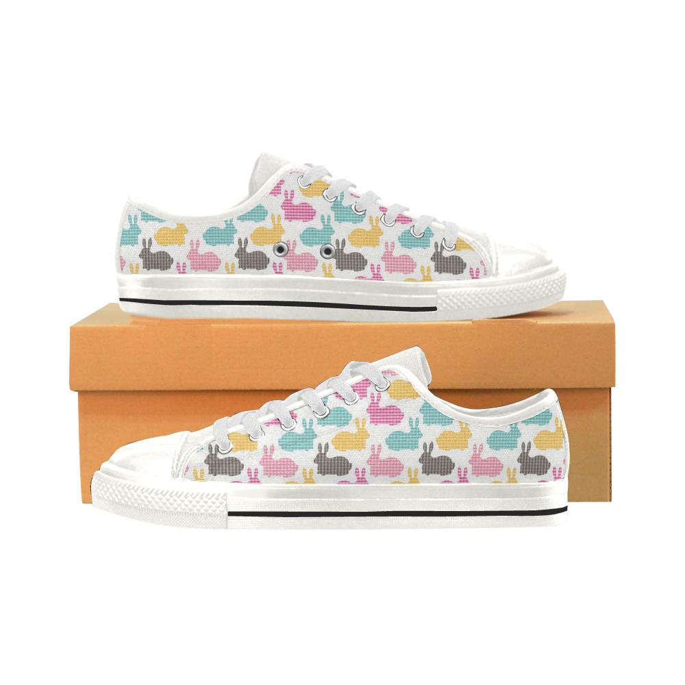 Colorful Rabbit Pattern Women’s Low Top Shoes White