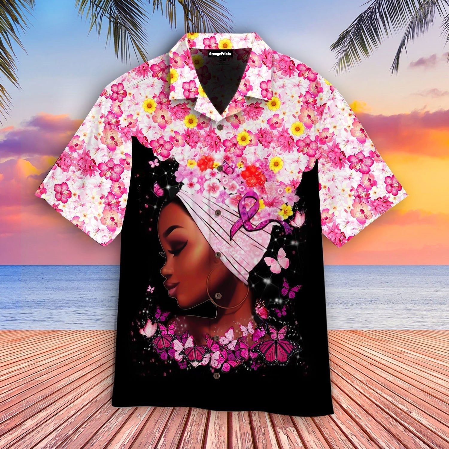 Pink Floral Breast Cancer Hawaii Shirt For Men Women Ha76887