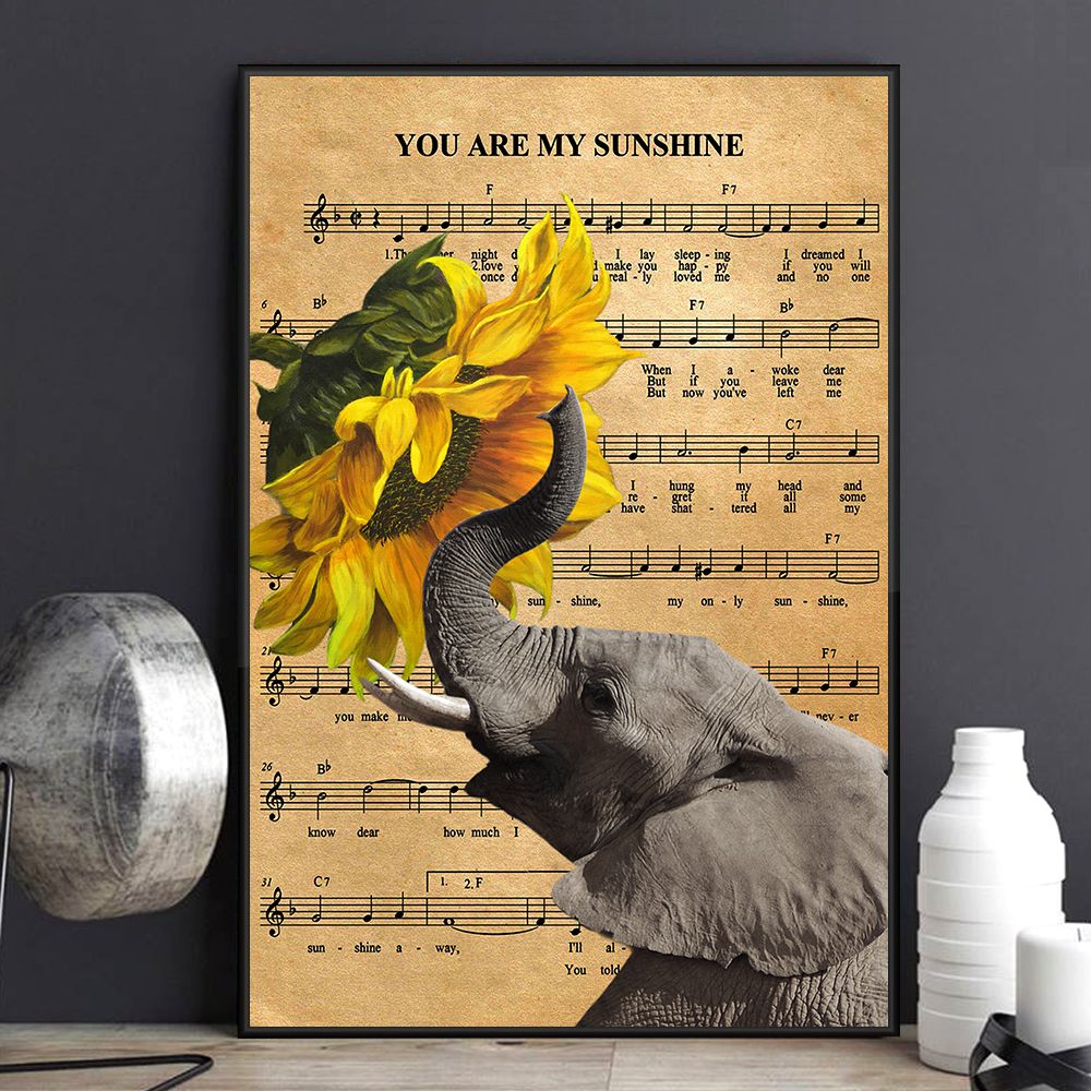 Elephant You Are My Sunshine Canvas And Poster | Wall Decor Visual Art