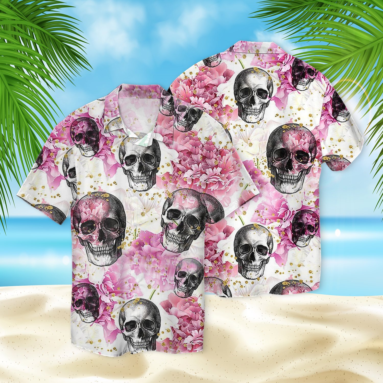 Skull Floral Hawaii Shirt Ha36579