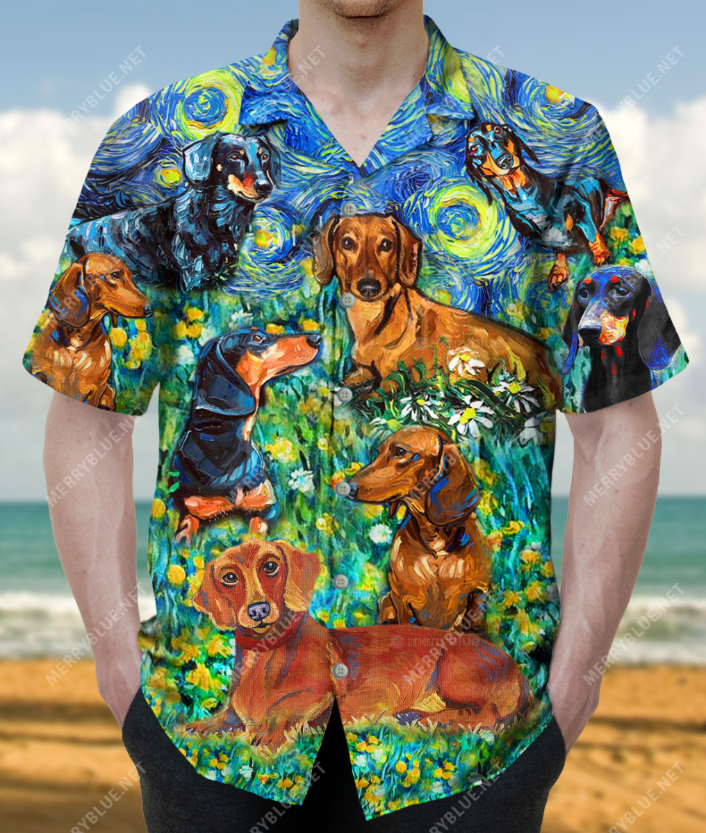 Dachshund In Starry Night Unisex Hawaii Shirt Ha59134