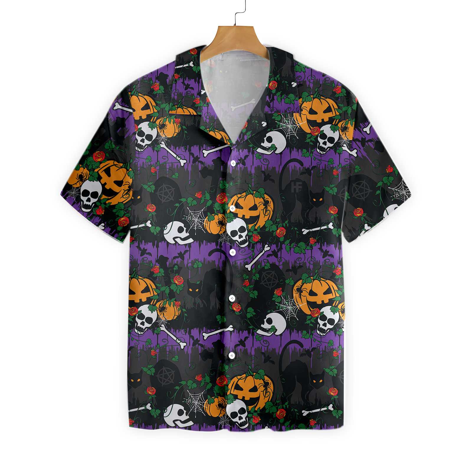 Halloween Pumpkin And Black Cats Hawaii Shirt Ha63418