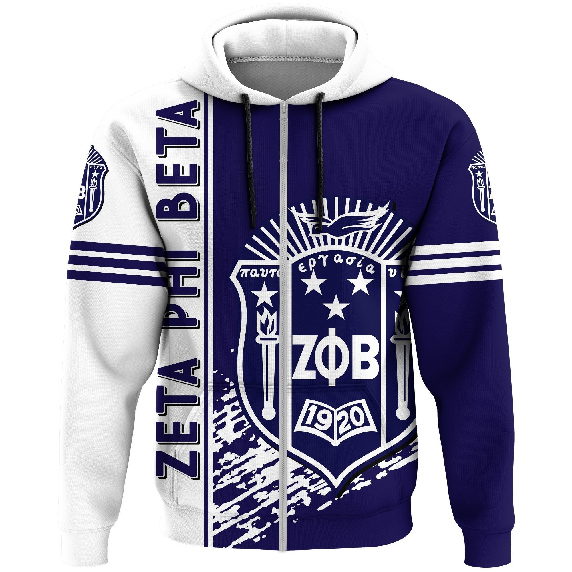 Sorority Hoodie – Zeta Phi Beta Zip Hoodie Quarter Style