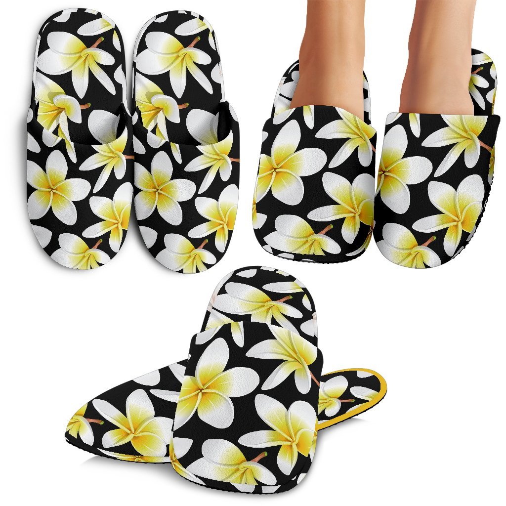 Yellow Plumeria Hawaii Flowers House Slippers Ha104416