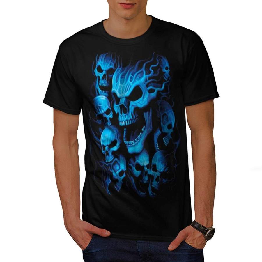 Personalized T-Shirt Mens Ghost Skeleton Skull Short Sleeve T-Shirt Men’S Punk T-Shirt