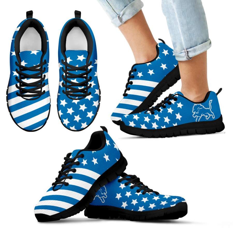 America Flag Full Stars Stripes Detroit Lions Sneakers