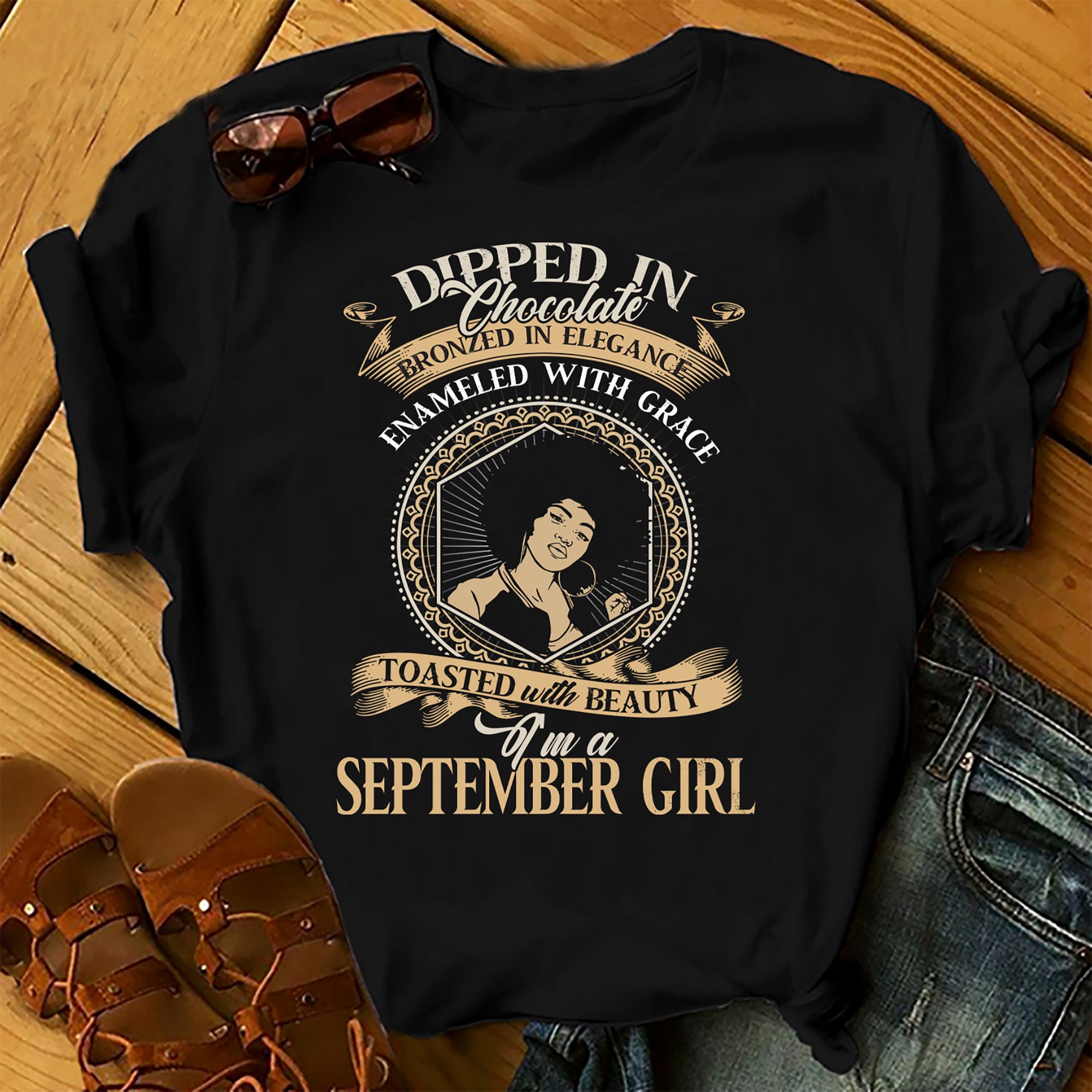 Personalised Custom Birthday Month T-shirt September Birthday Toasted With Beauty Shirts Women Birthday T Shirts, Summer Tops Beach T Shirts