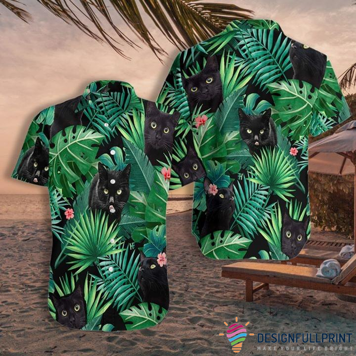 Tropical Black Cat Tropical Shirt Tropical Shirt Hawaiian Shirt For Men For Men Cm Cat Lover Gift