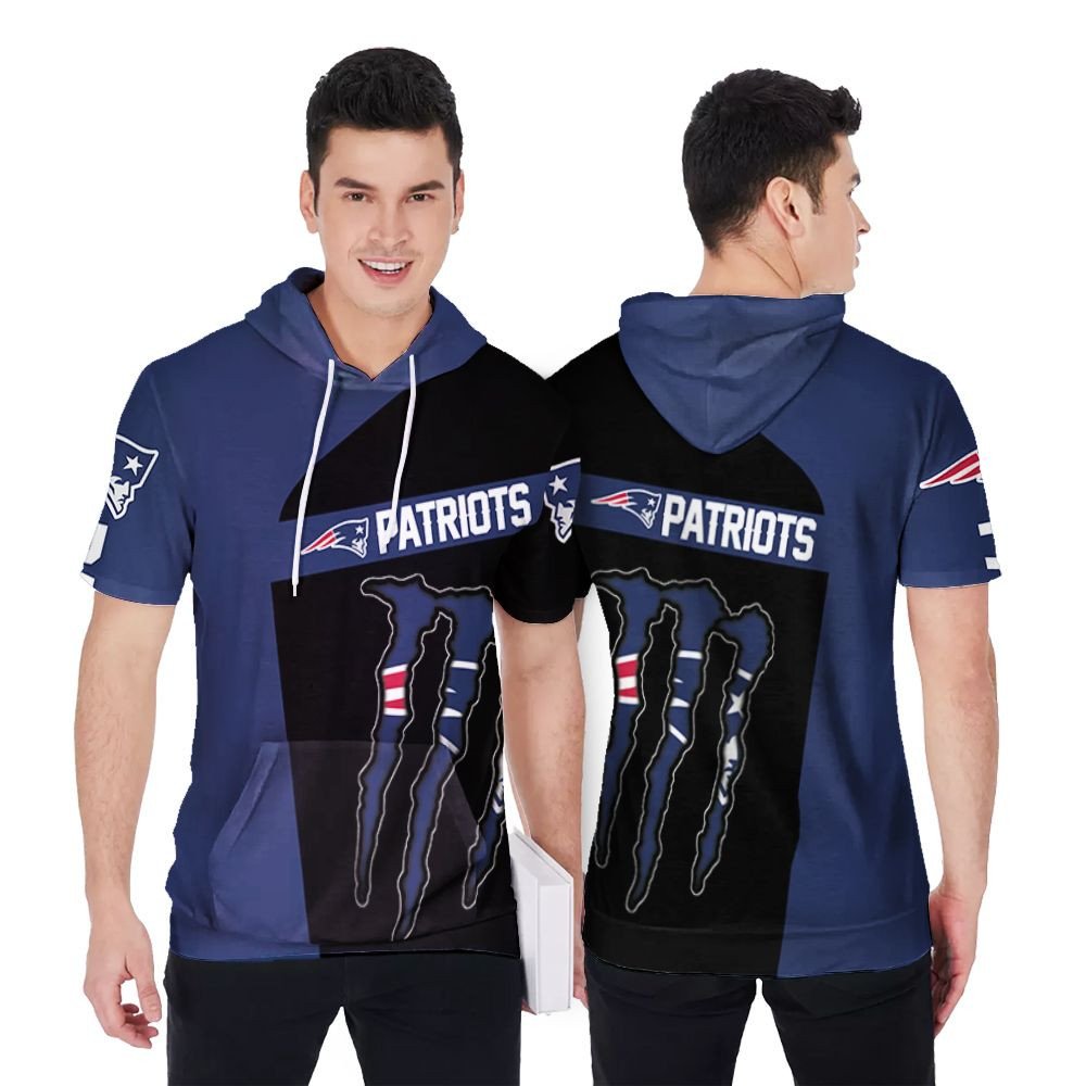 Monster Energy New England Patriots Combination Gift For Monster Energy Lovers New England Patriots Fans Short Sleeve Hoodie