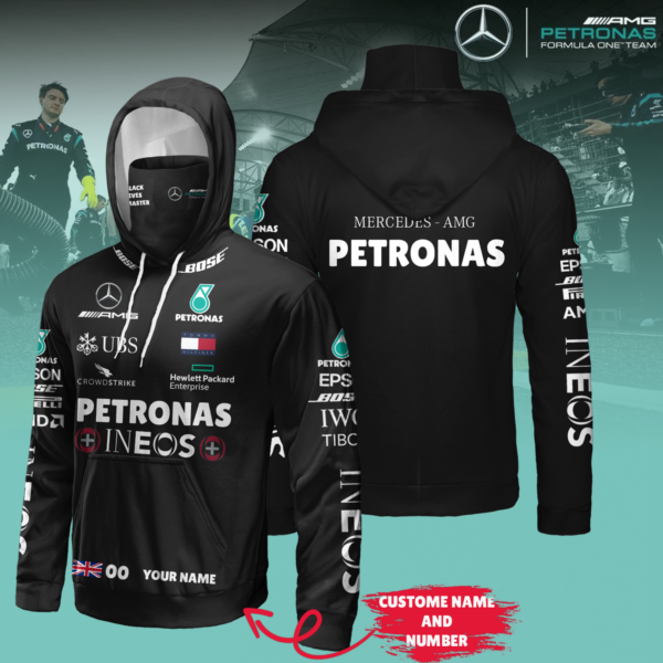 ..2023 Personalized  F1 Mercedes 3D Gaiter Hoodie