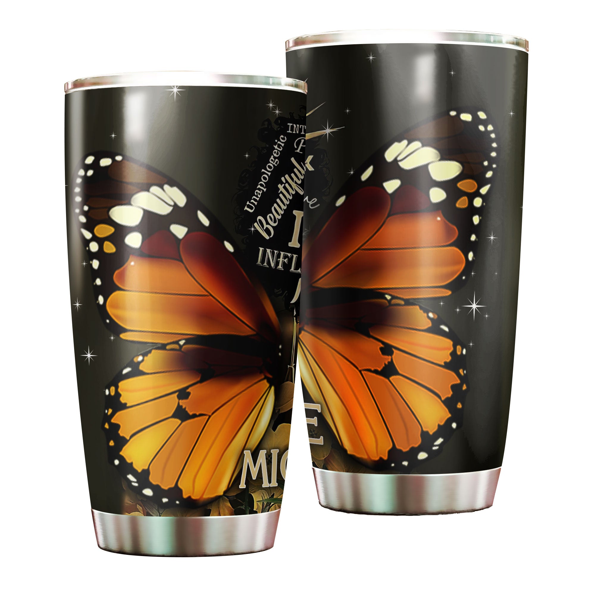 Personalized Black Women Butterfly Wings Stainless Steel Tumbler – Double-Walled Insulation Vacumm Flask – Gift For Black Queen, International Women’S Day, Hippie Girls