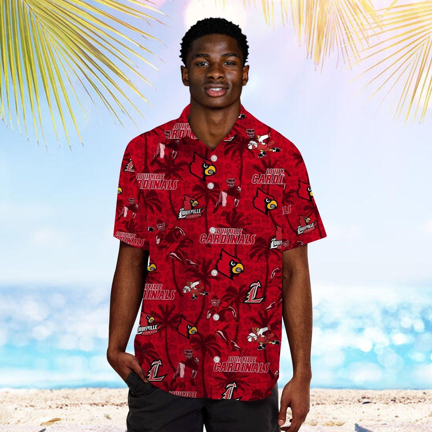 Louisville Cardinals Name Personalized Coconut Tropical Hawaiian Shirt