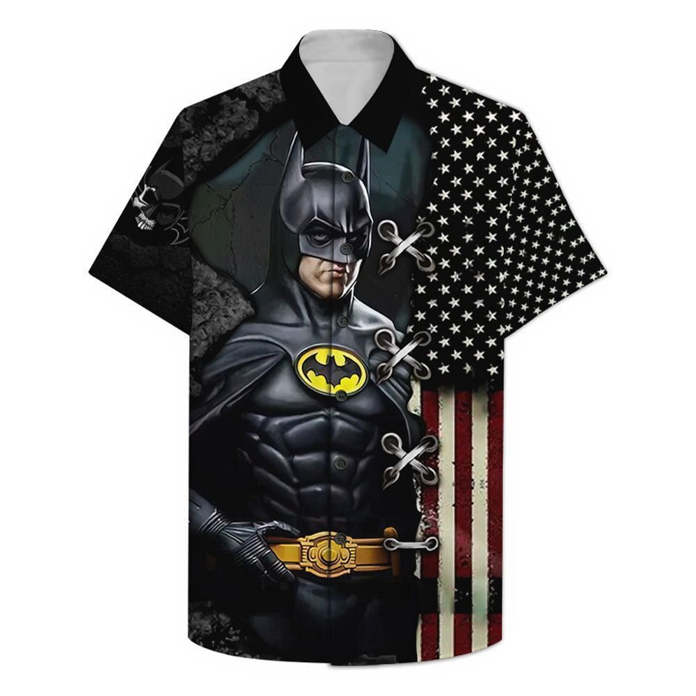 Us Flag Batman The Dark Knight For Man And Woman Print Short Sleeve Casual Shirt Y97