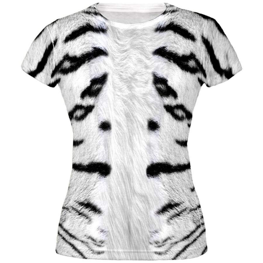 White Siberian Tiger Costume All Over Juniors T-Shirt