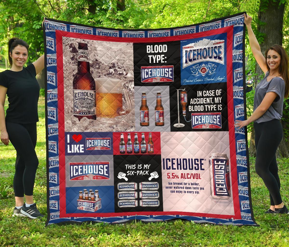 Icehouse Quilt Blanket Funny Gift For Beer Lover