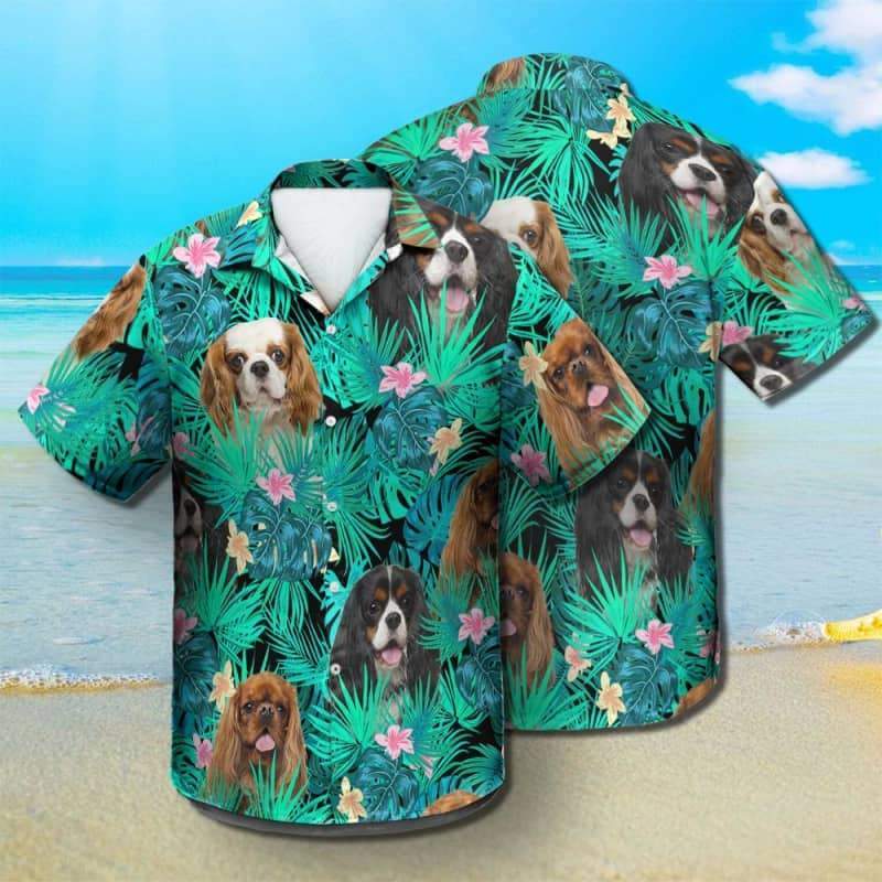 King Charles Spaniel Hawaiian Shirt, Dog Summer Leaves Hawaiian Shirt, Unisex Print Aloha Short Sleeve Casual Shirt