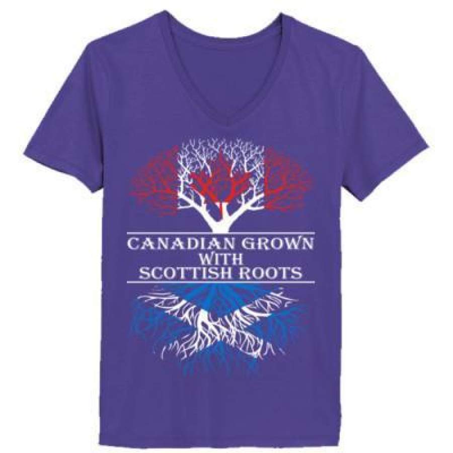 AGR Canadian Grown With Scottish Roots – Ladies’ V-Neck T-Shirt