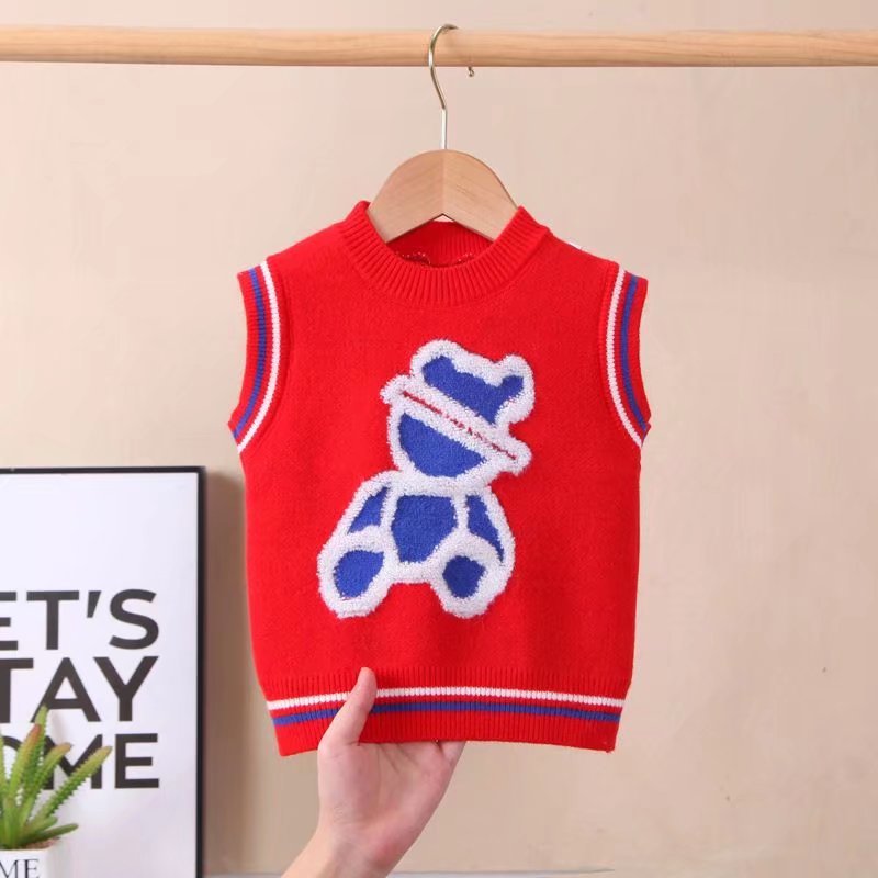 2021 Spring Autumn Girls Knitting Vest Baby Coat Knitted Boys Sweater Vest Kids Outerwear Children Jackets Sleeveless Garment alx