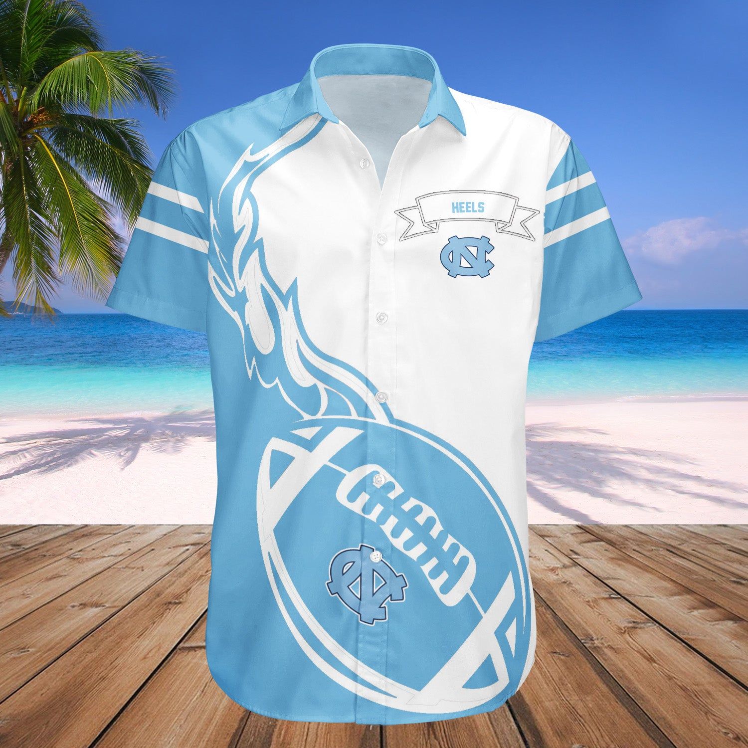 North Carolina Tar Heels Hawaii Shirt Flame Ball – NCCA