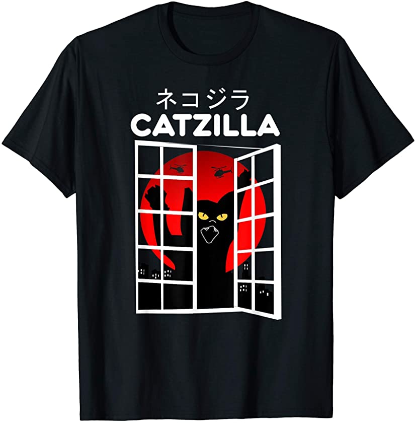 Vintage Catzilla funny Japanese cat kitten tee style Meow T-Shirt