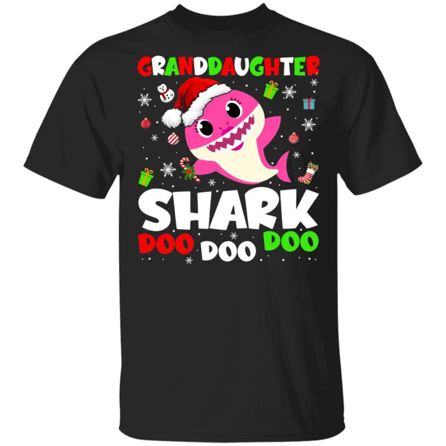 Christmas Shark Lover Shirt Granddaughter Shark Doo Doo Doo Funny Christmas Santa Shark Kids Video Baby Matching Family Gifts T-Shirt